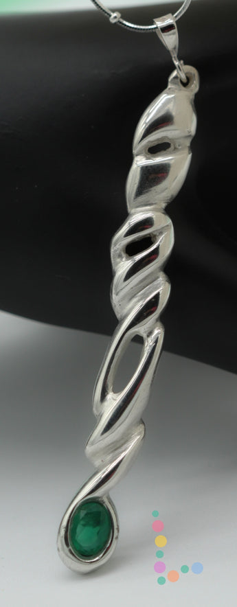 Sterling Silver Scepter with Faceted Green Onyx