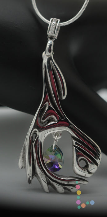 Sterling Silver Abstract Feather Pendant