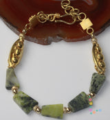 14K Yellow Turquoise Bracelet