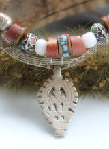 African Tribal Beads Wire Weave Necklace