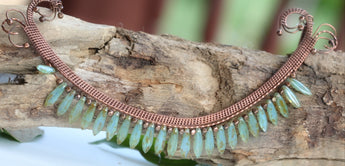 Copper Wire Weave Glass Necklace