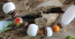 MOP, Millefiori Bead Glass Bracelet