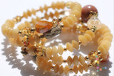 Coral and Lampwork Bead Glass Memory Wire Bracelet