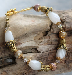 Snow Quartz and Fancy Jasper Bracelet