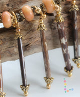 Peach Moonstone Carved Bone Bracelet