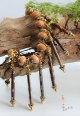 Peach Moonstone Carved Bone Bracelet