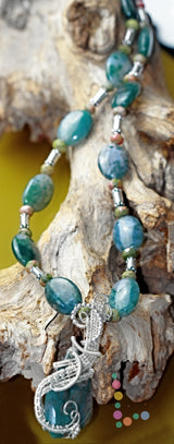 Moss Agate Sterling Silver Necklace