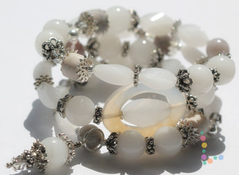 Snow Quartz Memory Wire Bracelet