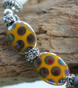 Lampwork and Carved Bone Bracelet