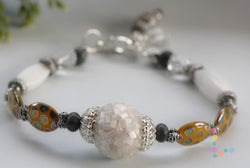 Lampwork and Carved Bone Bracelet