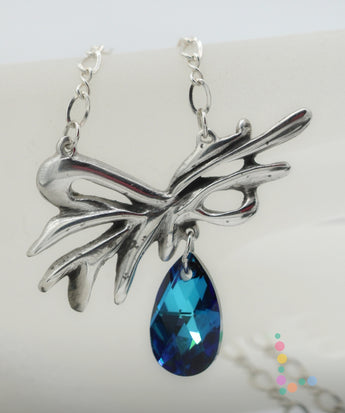Sterling Silver Abstract Branch with Faceted Crystal