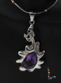 Sterling Silver Flower Bud with Amethyst