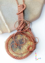 Copper Wire Weave Ammonite Fossil Pendant