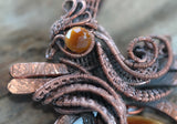 Hammered Copper Wire Weave Pendant