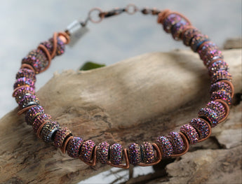 Bead Glass and Copper Bracelet