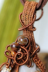 Copper Wire Wrap Agate Stone Pendant