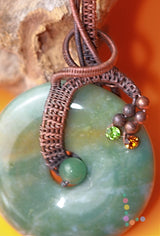 Copper Wire Weave Green Aventurine Pendant