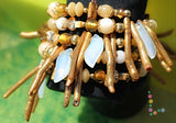 Golden Coral Memory Wire Bracelet