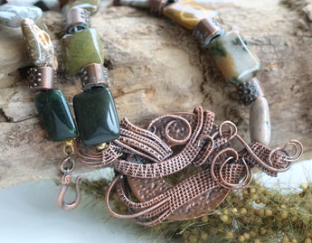 Ocean Jasper Wire Weave Necklace