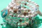 Pearl and Shell Memory Wire Bracelet