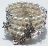 Pearl and Crystal Memory Wire Bracelet