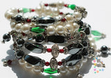 Hematite and Pearl Memory Wire Bracelet