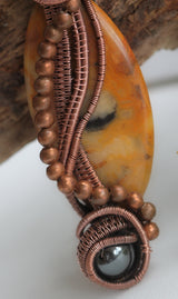 Copper Wire Weave Crazy Lace Pendant