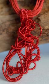 Red Wire Wrap Pendant