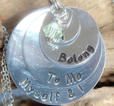 "I Belong to Me, Myself and I" Stamped Pendant