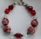 Red & White Glass Bracelet