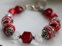 Red & White Glass Bracelet