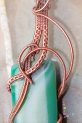 Copper Wire Weave Agate Pendant