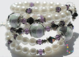 Pearl and Austrian Crystal Memory Wire Bracelet